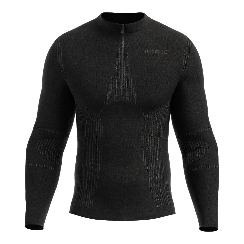 Iron-ic Maglia baselayer 1/2 zip Merino 40 Thermic uomo manica lunga