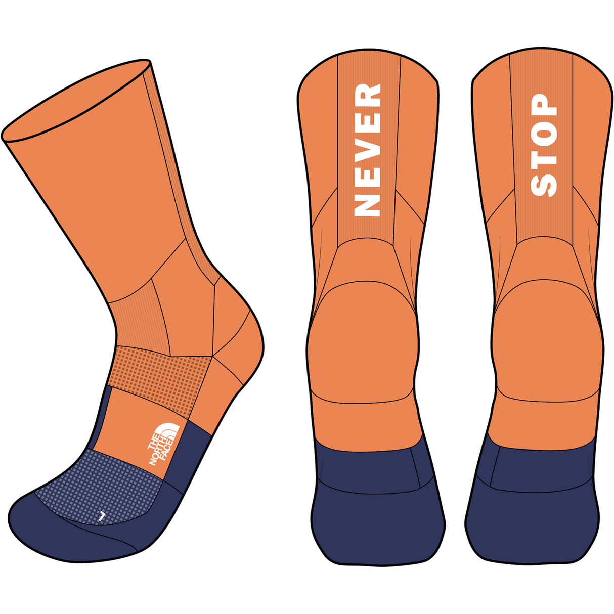 The North Face - Never Stop Trail Run Crew Sock Papaya/Bold unisex - WHITE/FIERYRED - vista alternativa 10