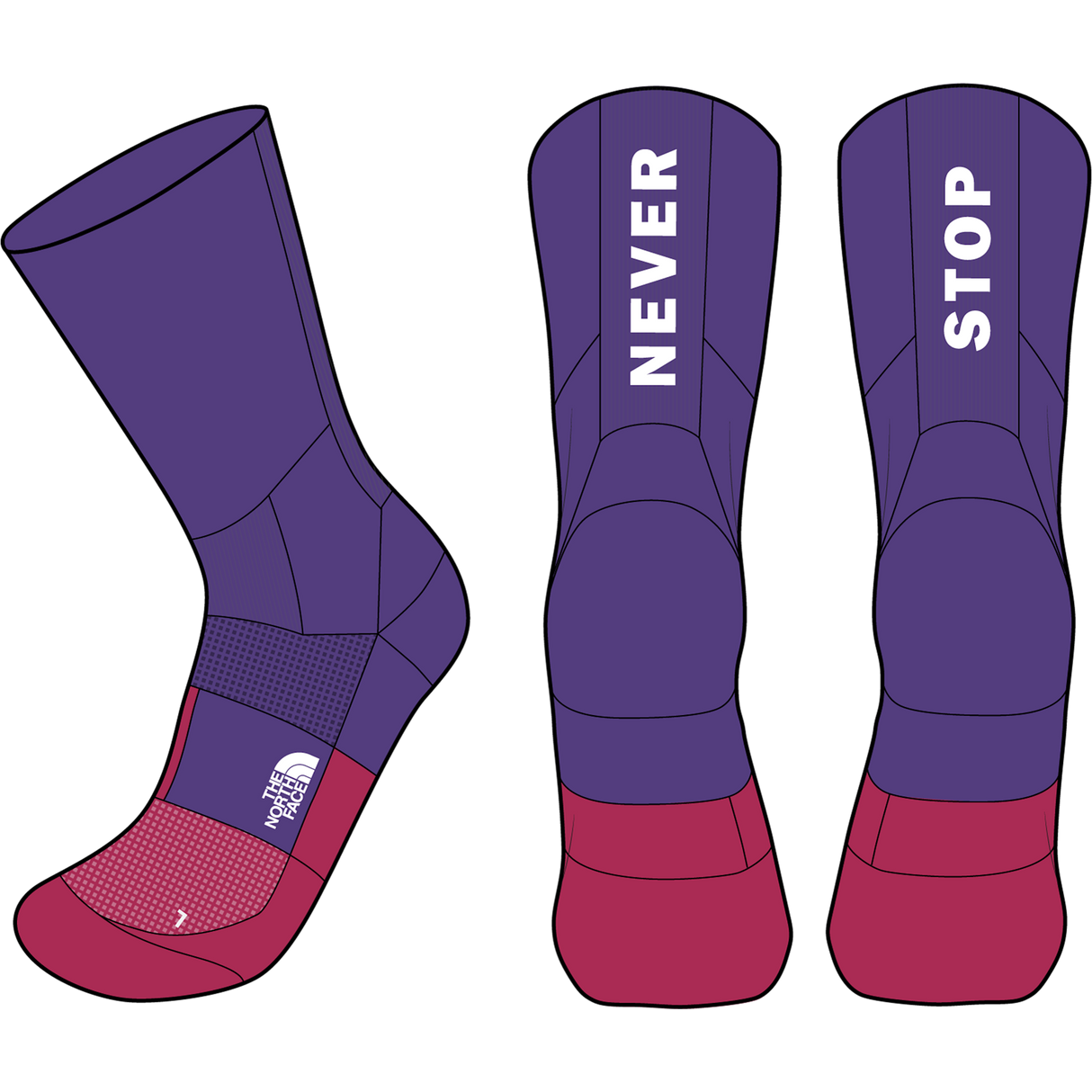 The North Face - Never Stop Trail Run Crew Sock Papaya/Bold unisex - KONA BRN - vista principale