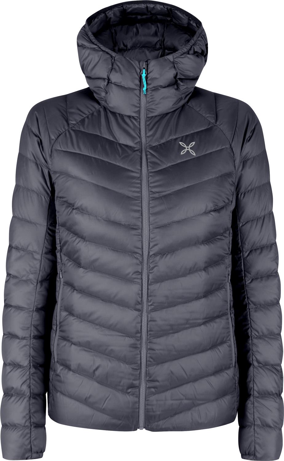 Montura - BREEZE HOODED DUVET JACKET WOM — GRAPHITE BLUE/TURQUOISE — Vista frontale 1