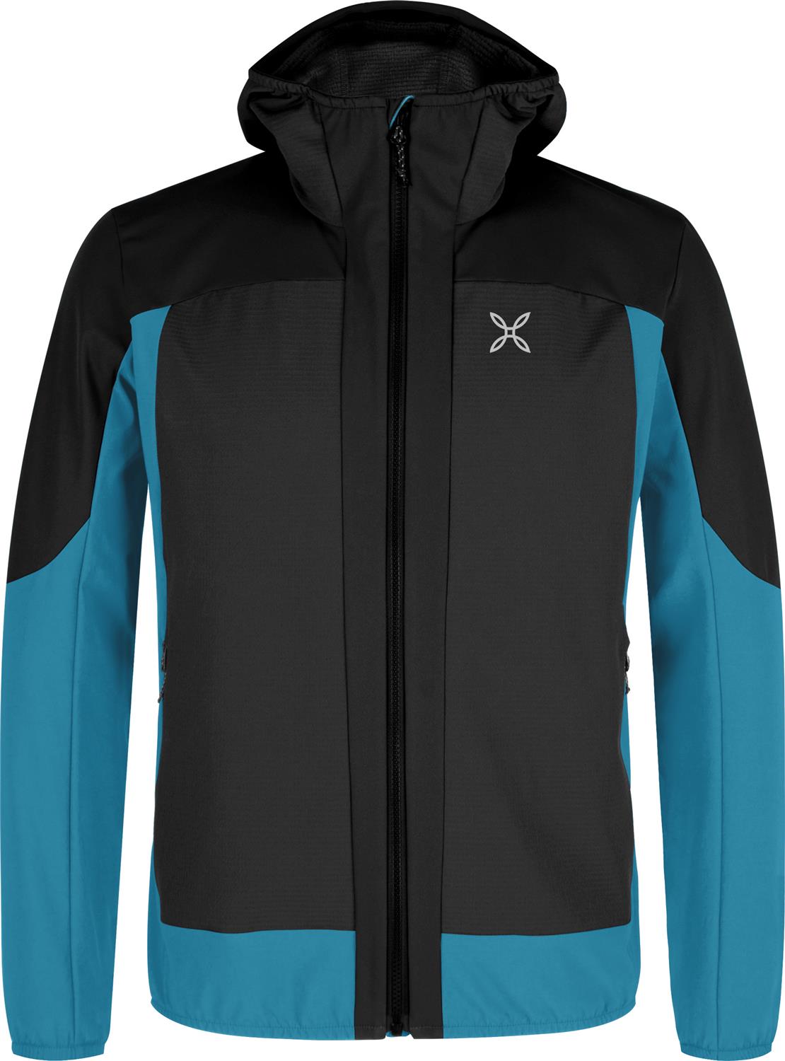 Montura - DOLOMITI WIND HOODED JACKET — BLACK/STEEL BLUE — Vista frontale 1