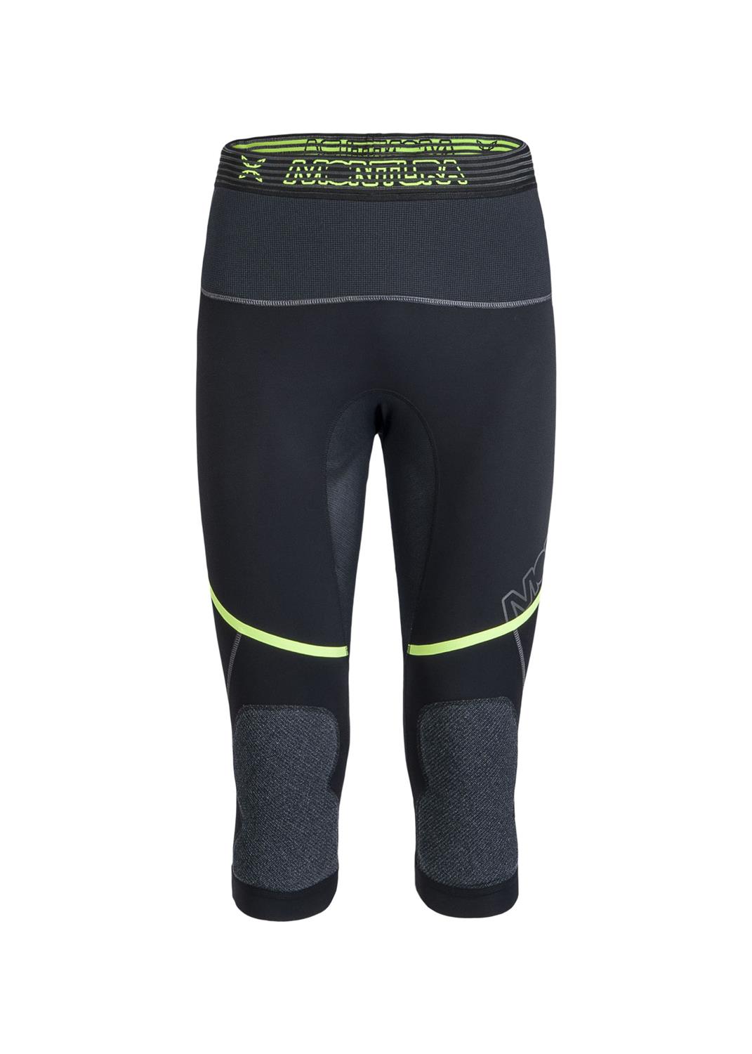 Montura - WATER 3/4 TECH PANTS — BLACK/GIALLO FLUO — Vista frontale 1