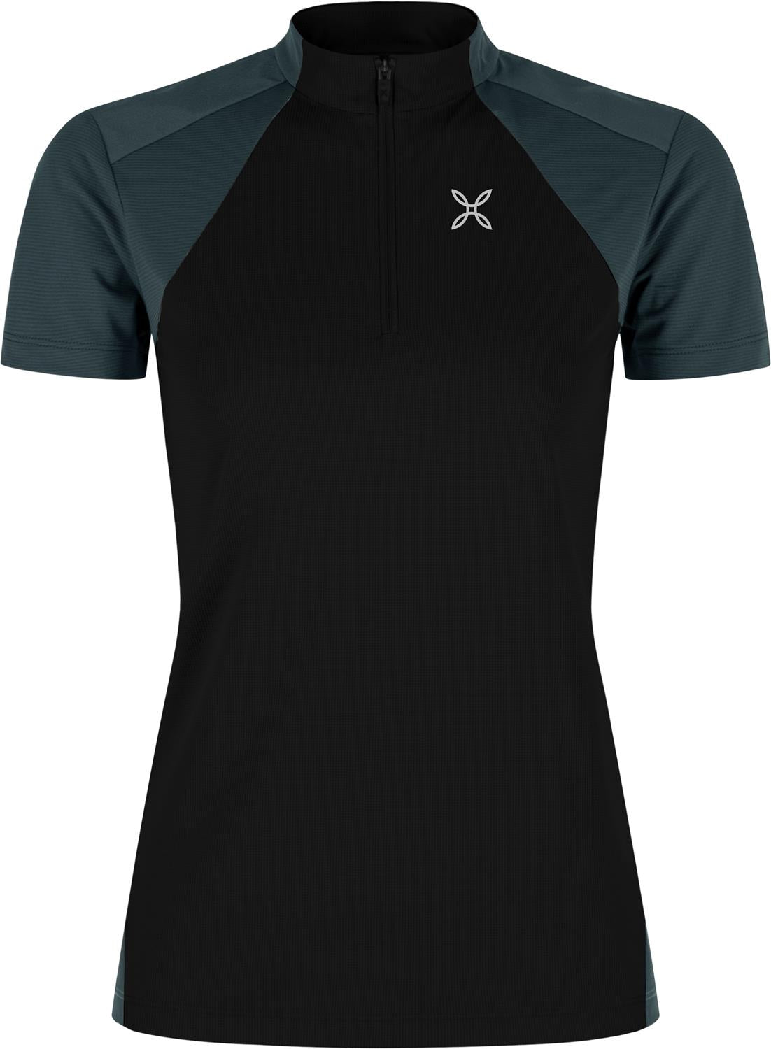 Montura - HADE ZIP T-SHIRT WOMAN — BLACK/PIOMBO — Vista frontale 1