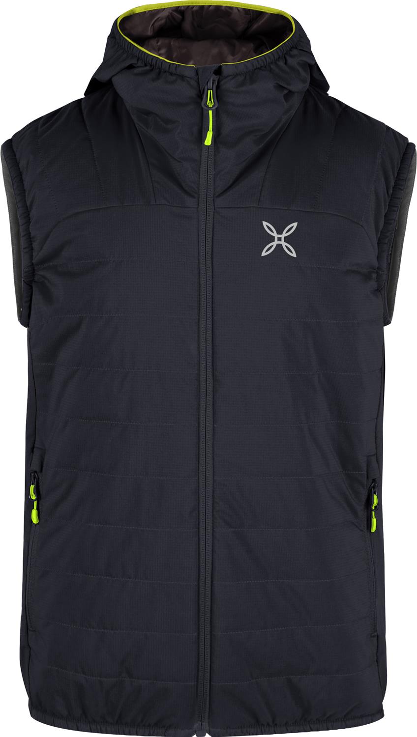 Montura - SPACE LIGHT HOODED VEST KIDS — BLACK/VERDE LIME — Vista frontale 1