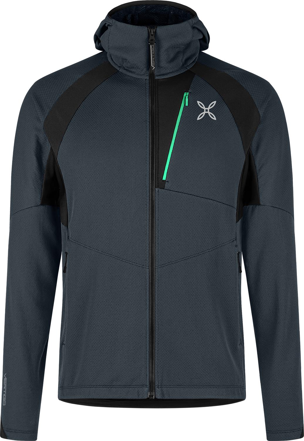 Montura - VERTIGO OCTA HOODED MAGLIA — TOWER GREY/VIBE GREEN — Vista frontale 1