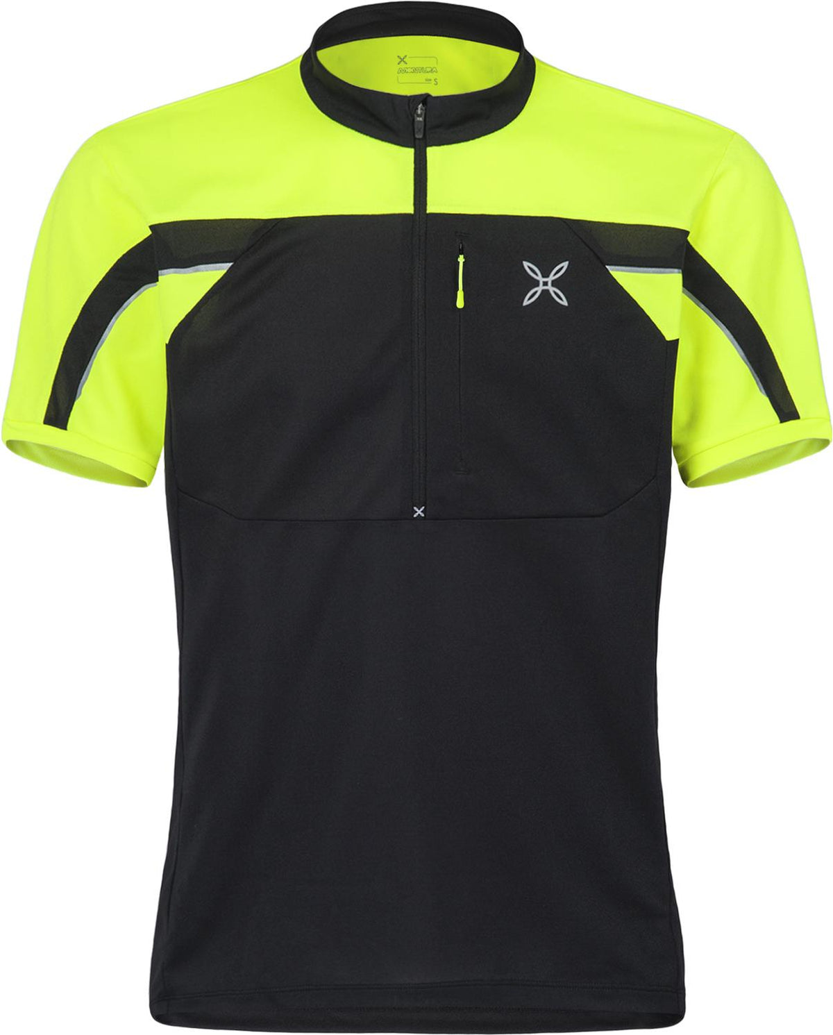 Montura - HIGH ZIP 2 T-SHIRT — BLACK/GIALLO FLUO — Vista frontale 1