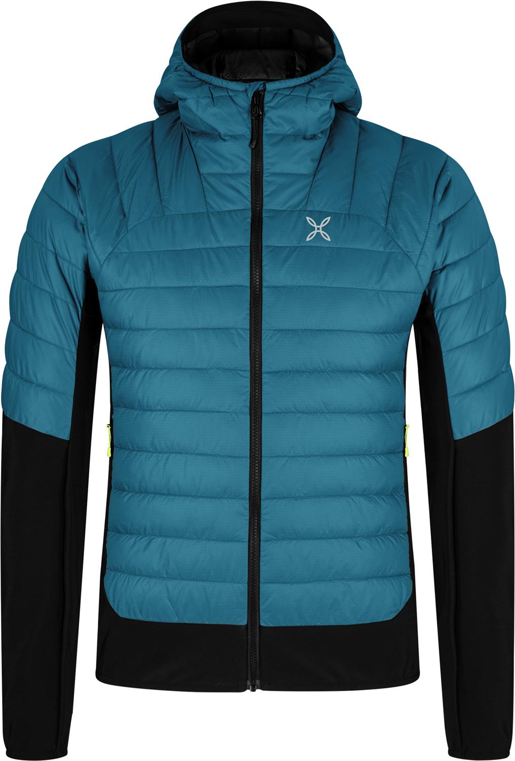 Montura - PEAK HYBRID HOODED JACKET — STEEL BLUE/SUNNY LIME — Vista frontale 1