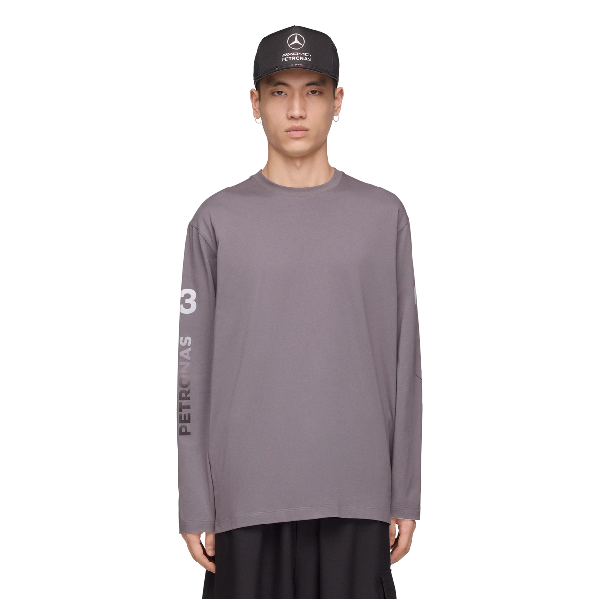 ADIDAS - Y-3 Mercedes - Amg Petronas Formula 1 Team Chaos Logo Long Sleeve Tee - Grey - image 2