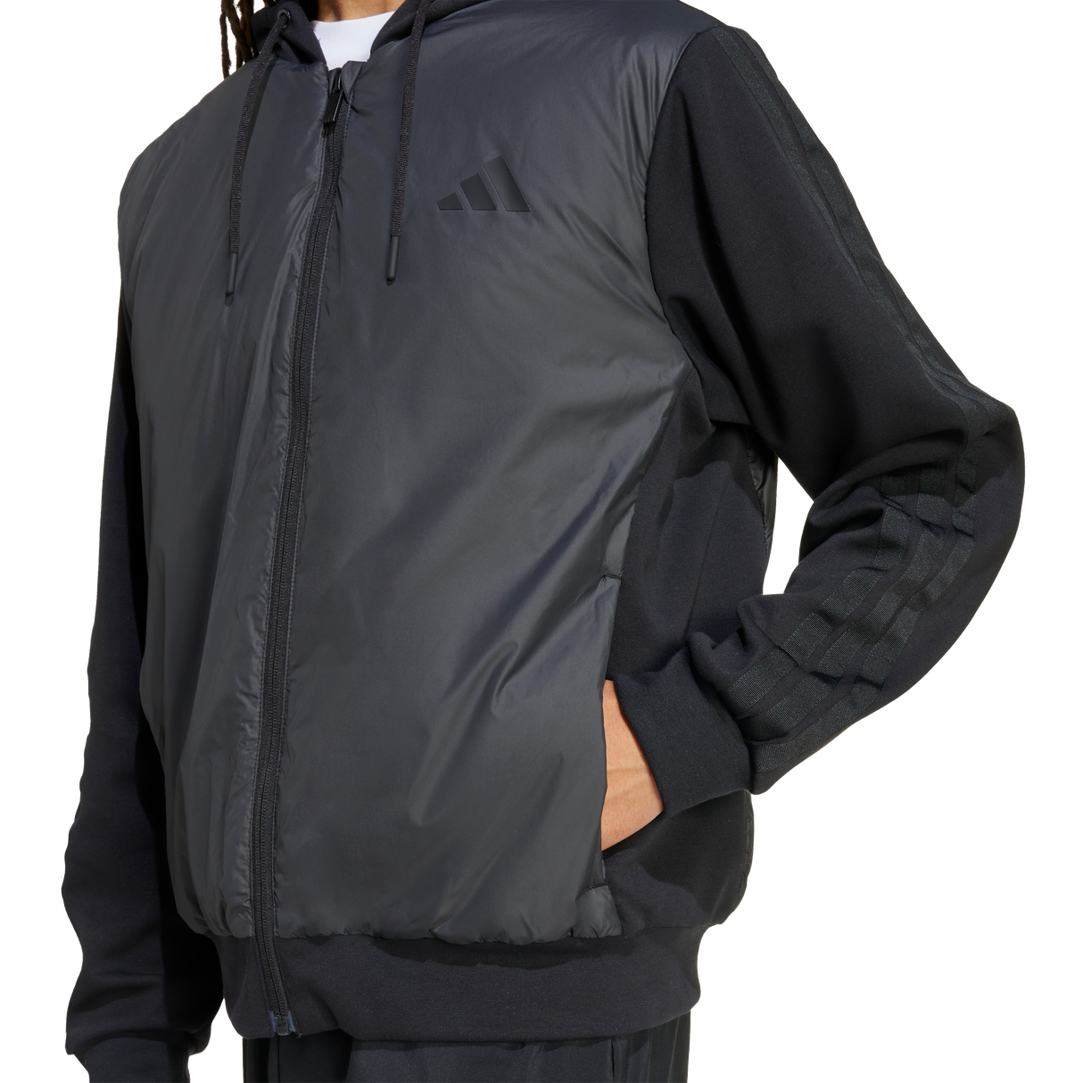 ADIDAS - Essentials CLIMAWARM 3 Stripes Insulated Hooded Hybrid Jackets - Uomo - Black - image 6