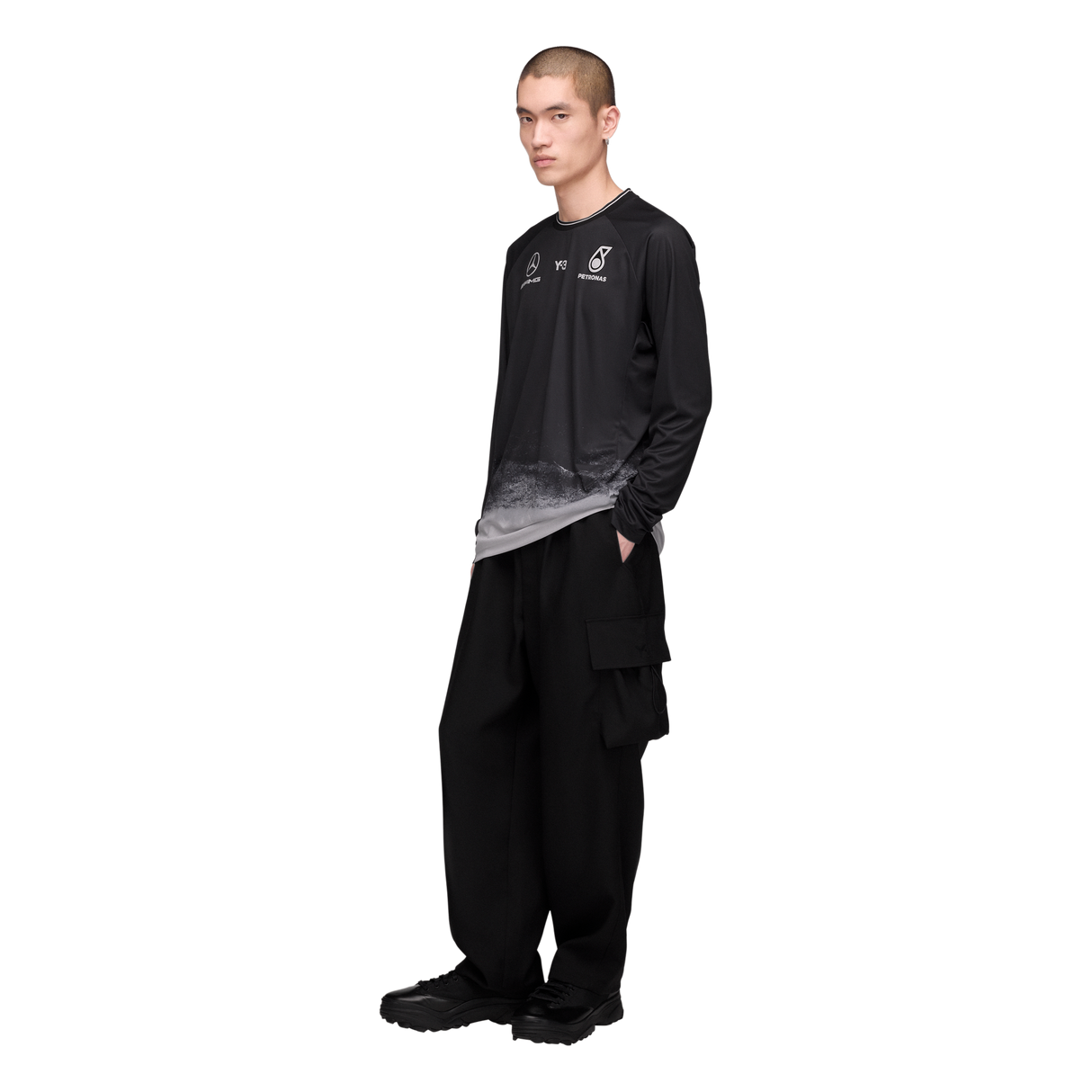 ADIDAS - Y-3 Mercedes - Amg Petronas Formula 1 Team Mechanics Long Sleeve Jersey - Black - image 5