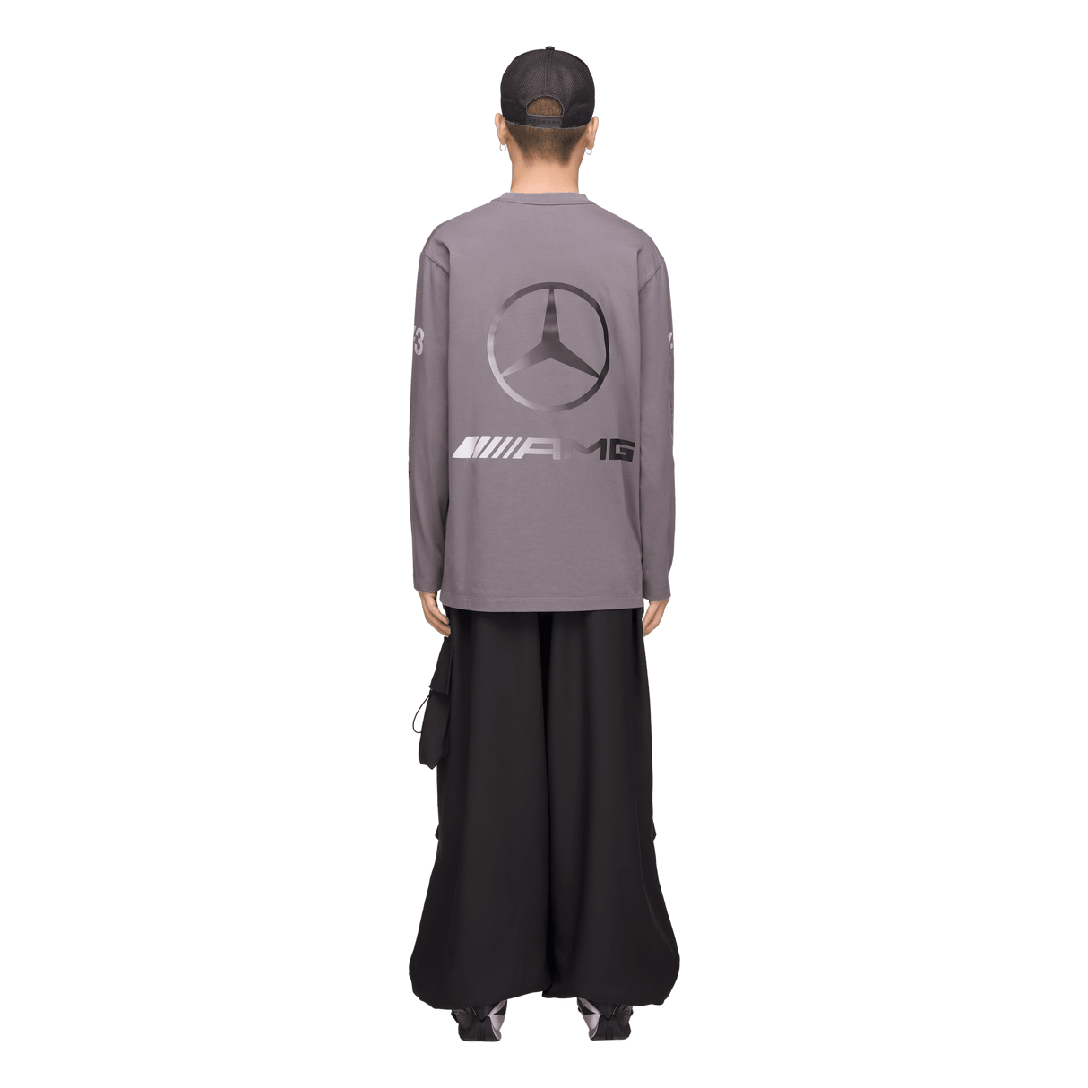ADIDAS - Y-3 Mercedes - Amg Petronas Formula 1 Team Chaos Logo Long Sleeve Tee - Grey - image 3
