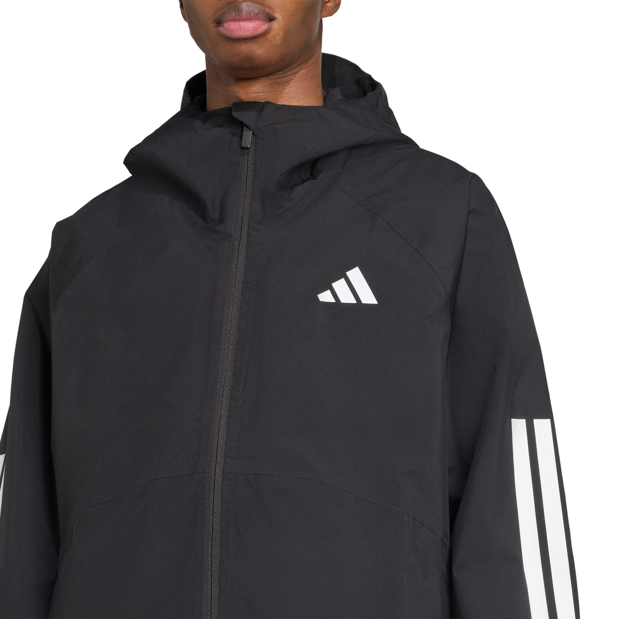 ADIDAS - Essentials CLIMAPROOF 3 Stripes Hooded Jackets - Uomo - Black - image 5