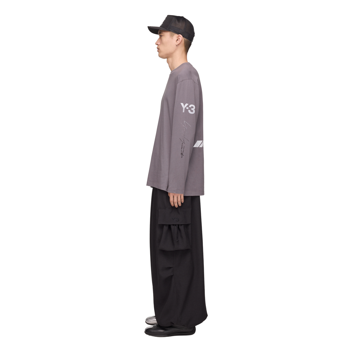 ADIDAS - Y-3 Mercedes - Amg Petronas Formula 1 Team Chaos Logo Long Sleeve Tee - Grey - image 4