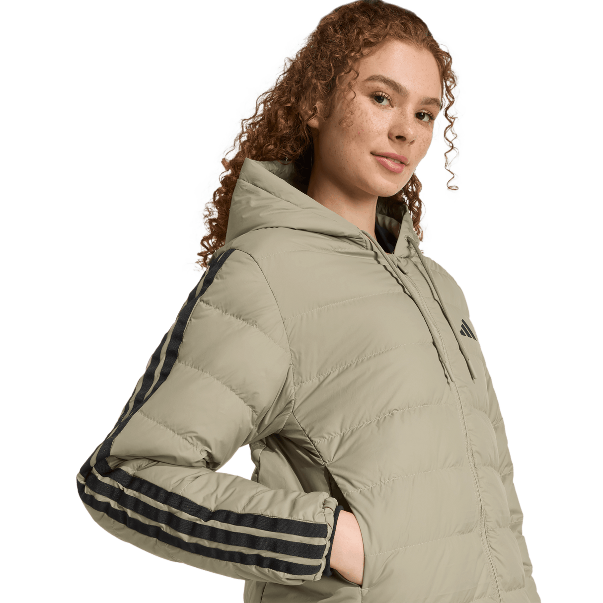 ADIDAS - Parka Imbottito Leggero Con Cappuccio Tecnologia CLIMAWARM E 3 Strisce Essentials. - Donna - Green - image 5