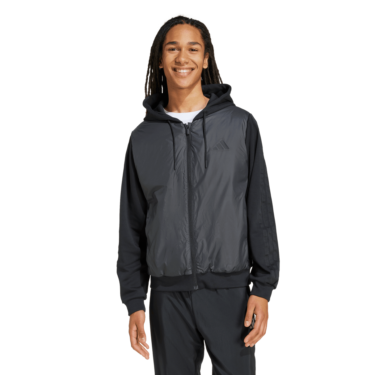 ADIDAS - Essentials CLIMAWARM 3 Stripes Insulated Hooded Hybrid Jackets - Uomo - Black - image 2