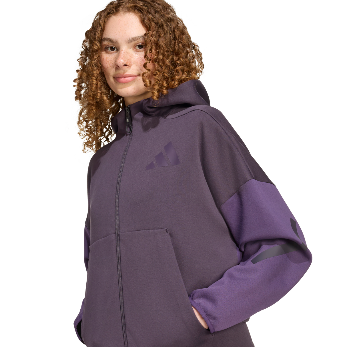 ADIDAS - Z.N.E. Adidas Felpa Con Cappuccio E Zip Integrale - Donna - Purple - image 6
