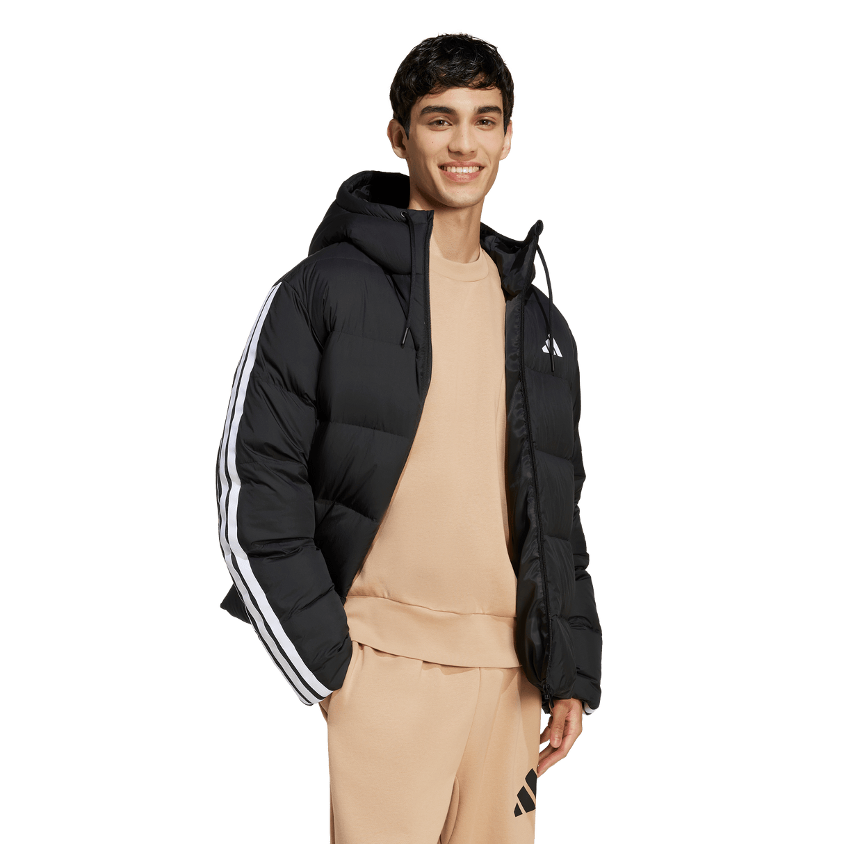 ADIDAS - Essentials CLIMAWARM Giacca Piumino Con Cappuccio 3 Strisce - Uomo - Black - image 4