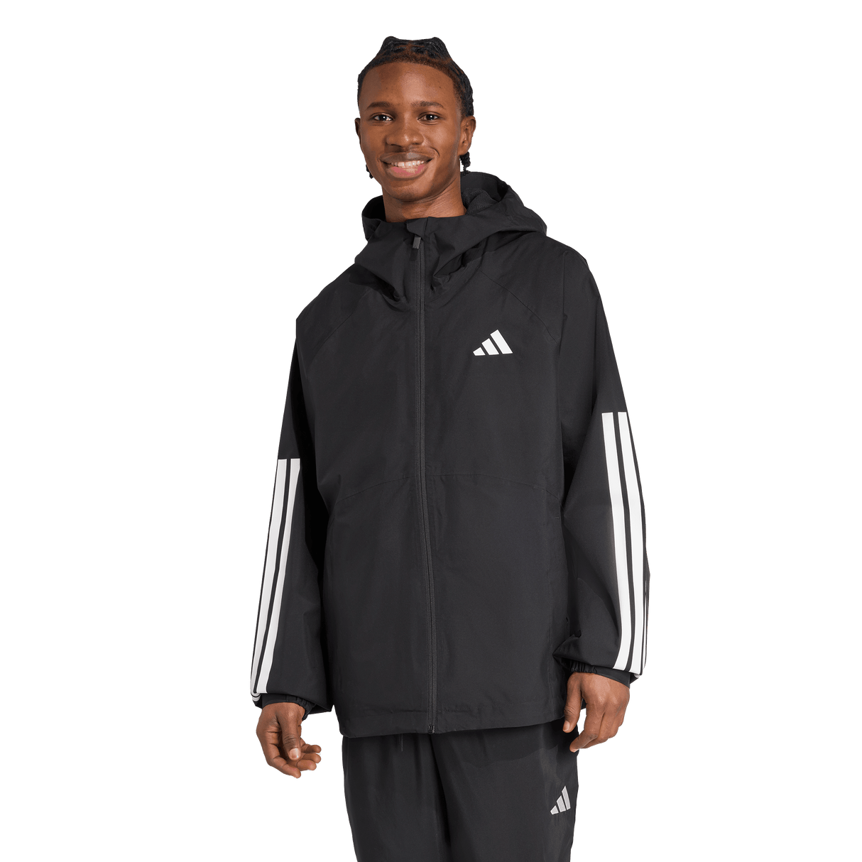 ADIDAS - Essentials CLIMAPROOF 3 Stripes Hooded Jackets - Uomo - Black - image 2