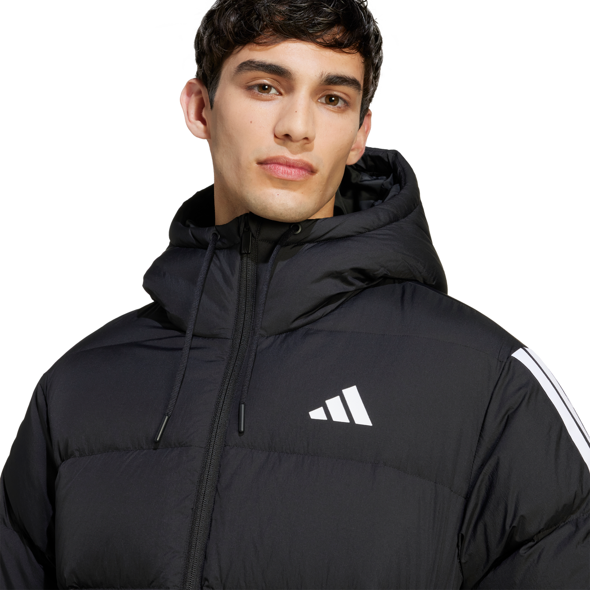 ADIDAS - Essentials CLIMAWARM Giacca Piumino Con Cappuccio 3 Strisce - Uomo - Black - image 5