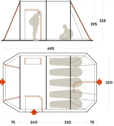 FERRINO CHANTY 5 DELUXE TENDA 5 POSTI FAMIGLIA SPAZIOSA A DOPPIO TETTO