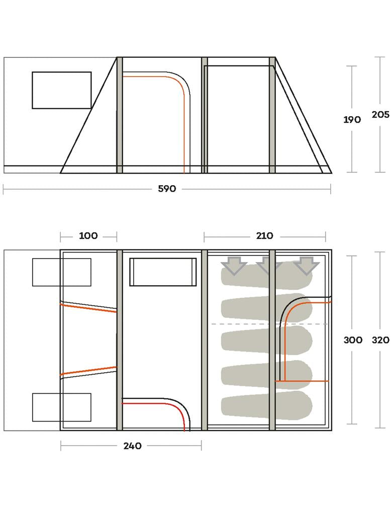 FERRINO ALTAIR 5 TENDA FAMILIARE CON STRUTTURA GONFIABILE CAMPEGGIO