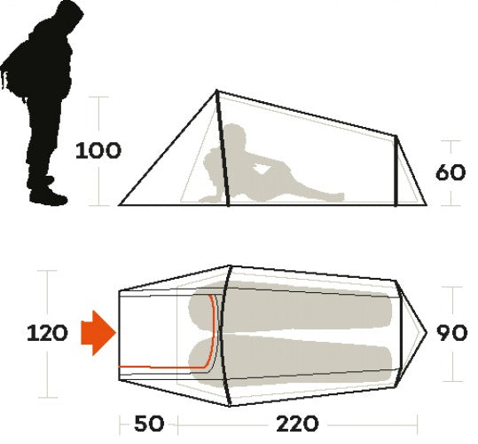 FERRINO  SLING 2 TENDA 3 STAGIONI A TUNNEL LEGGERA DA VIAGGIO