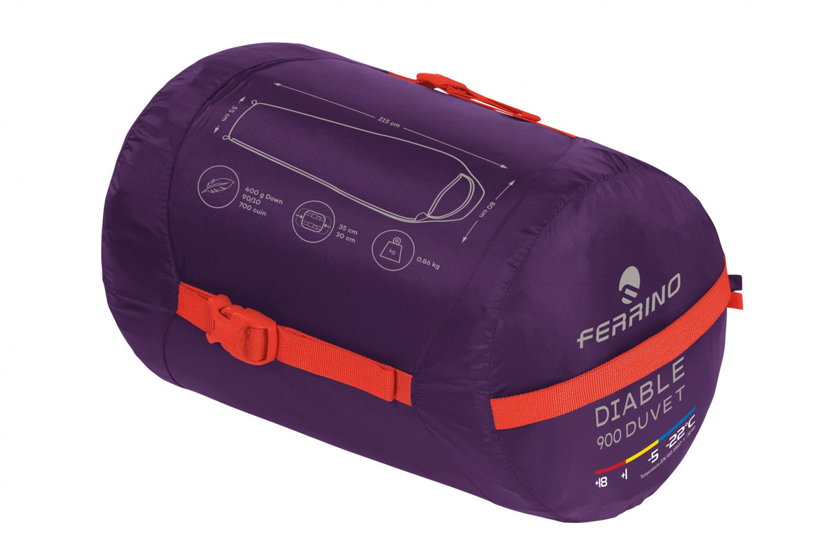 FERRINO DIABLE 900 DUVET RDS DOWN SACCO A PELO PIUMA SUPERLEGGERO TREKKING E ALPINISMO