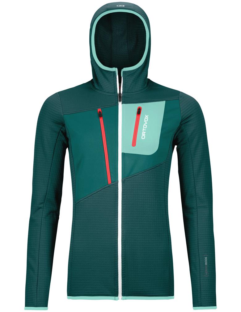 Maglia in lana merino Ortovox fleece grid hoody donna