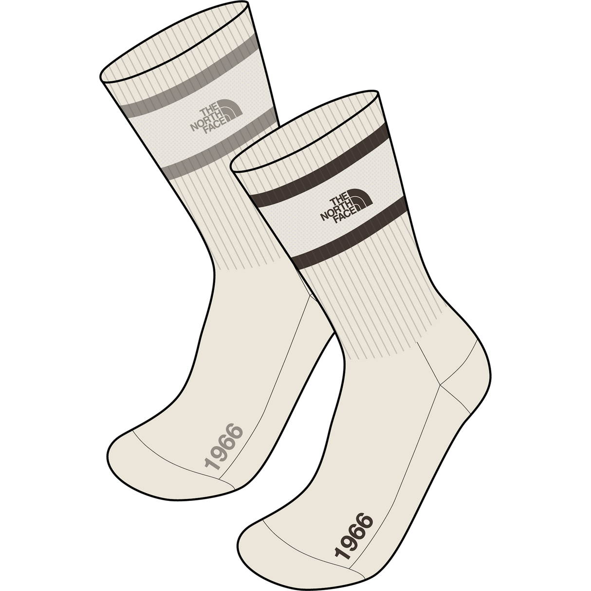 The North Face - Everyday Crew Heritage Stripe Sock -2P Raw unisex - WHITE/WHITE/WHI - vista alternativa 10