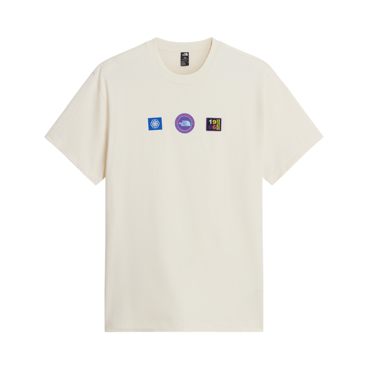 The North Face - Explorer Badges Rlx SS Tee-Graphic Bold Blue unisex - WHITE DUNE - vista principale