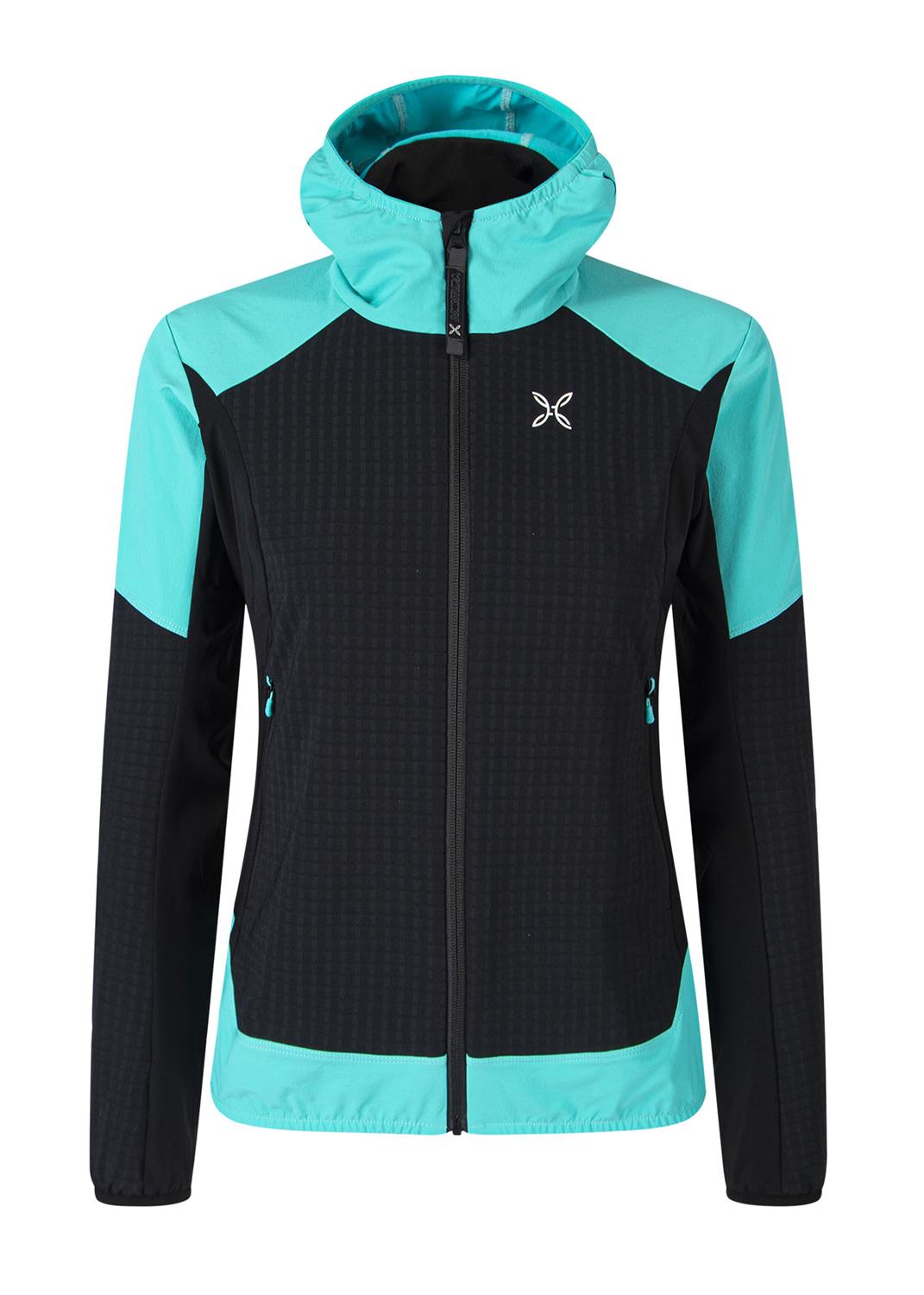 Montura - WIND REVOLUTION HOODY JACKET W — NERO/CARE BLUE — Vista frontale 1