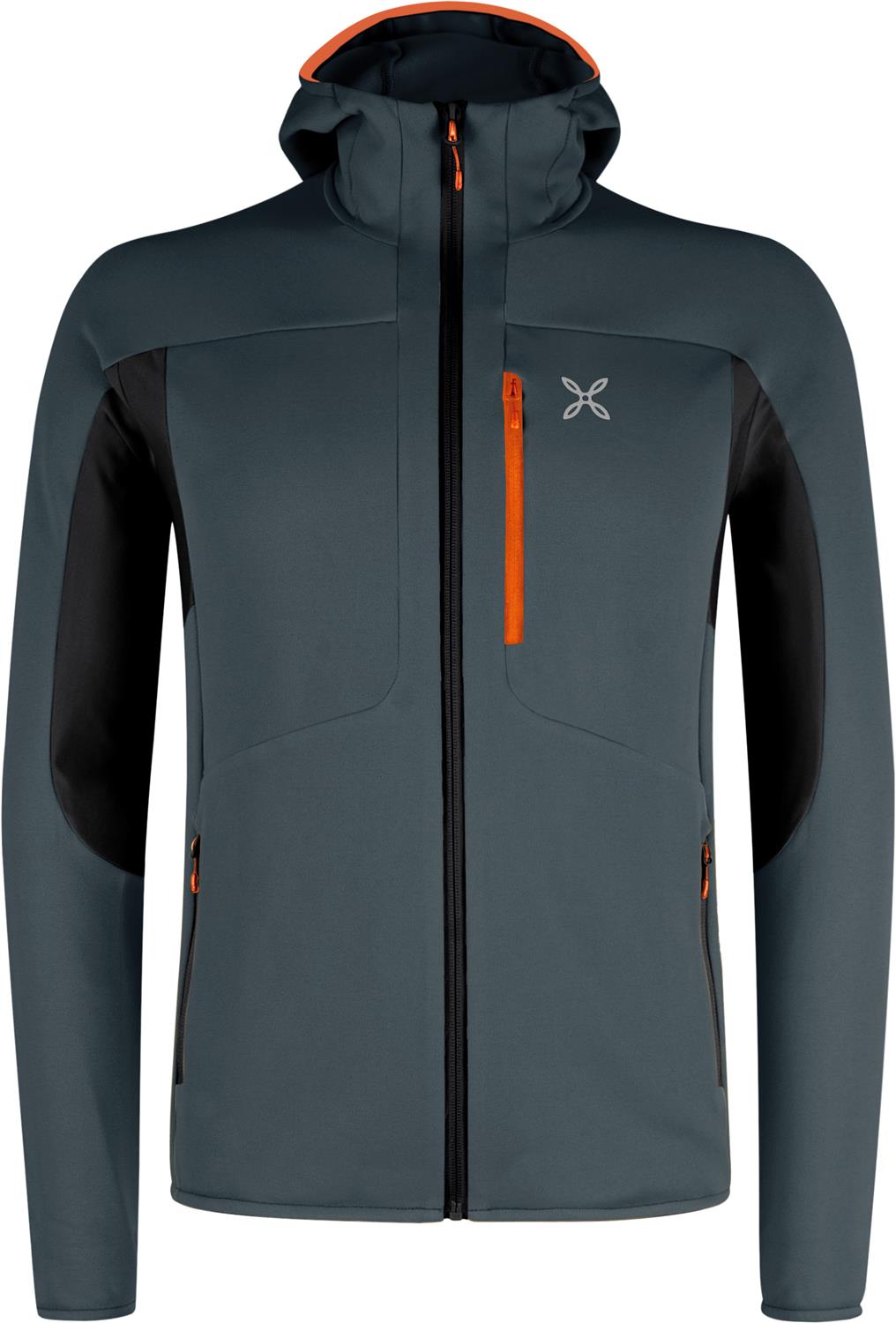Montura - SMOOTH 2 HOODED MAGLIA — PIOMBO/ORANGE — Vista frontale 1