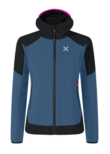 Montura - WIND REVOLUTION HOODY JACKET W — DEEP BLUE/INTENSE VIOLET — Vista frontale 1