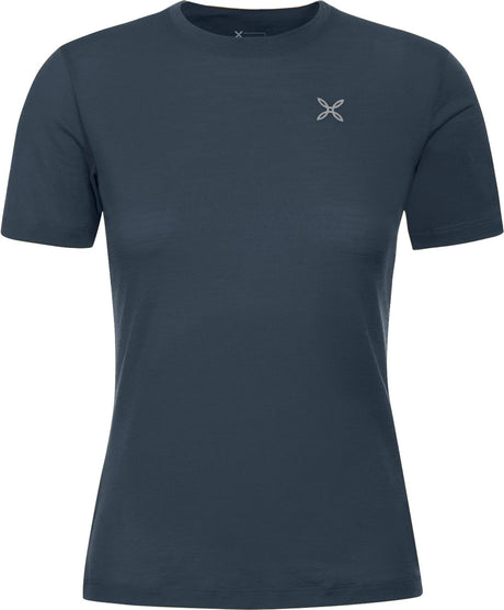 Montura - LOGO MERINO T-SHIRT WOMAN — BLUEBERRY — Vista frontale 1