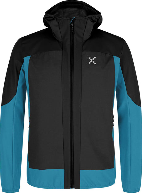 Montura - DOLOMITI WIND HOODED JACKET — BLACK/STEEL BLUE — Vista frontale 1