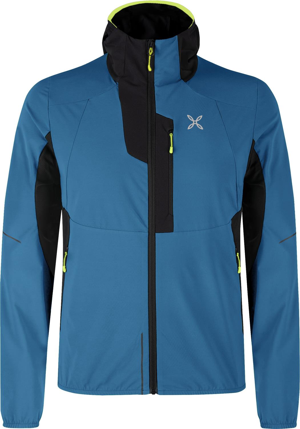 Montura - FLASH HOODED JACKET — STEEL BLUE/SUNNY LIME — Vista frontale 1