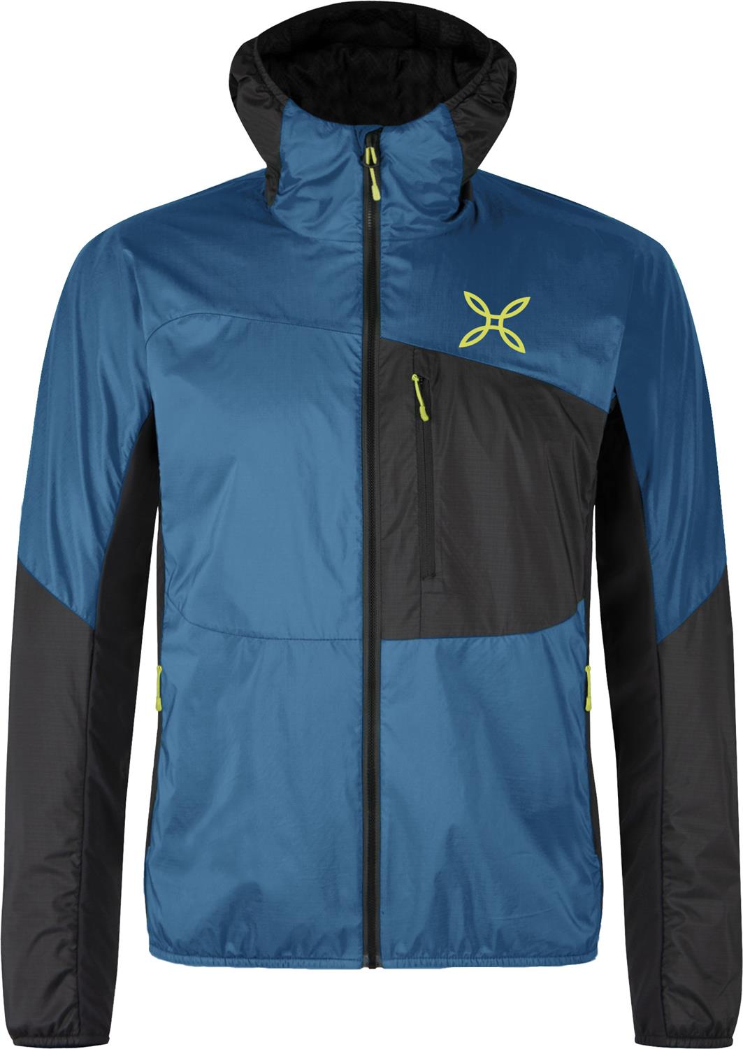 Montura - TRACCIA OCTA HOODED JACKET — STEEL BLUE/SUNNY LIME — Vista frontale 1