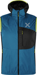 Montura - TRACCIA OCTA HOODED VEST — STEEL BLUE/SUNNY LIME — Vista frontale 1