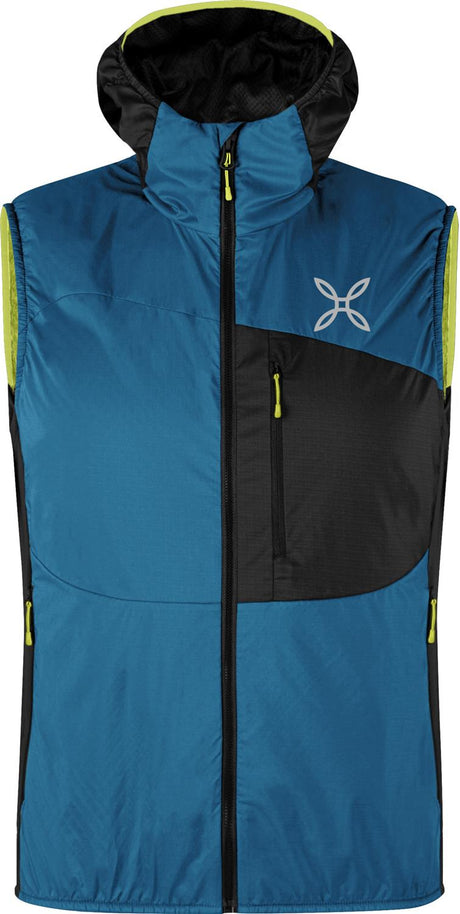 Montura - TRACCIA OCTA HOODED VEST — STEEL BLUE/SUNNY LIME — Vista frontale 1