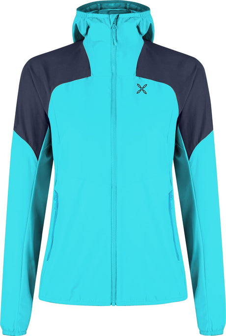 Montura - RISE HOODED JACKET WOMAN — TURQUOISE/GRAPHITE BLUE — Vista frontale 1