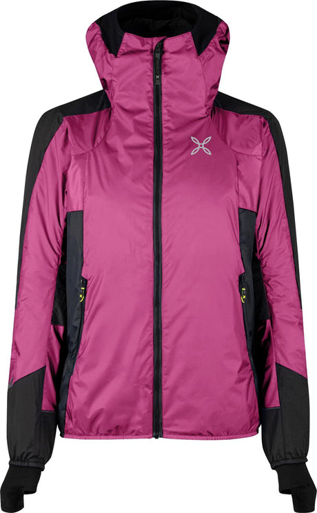 Montura - SKISKY EVO HOODED JACKET WOMAN — BATON ROUGE/SUNNY LIME — Vista frontale 1