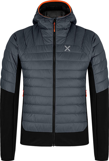 Montura - PEAK HYBRID HOODED JACKET — PIOMBO/ORANGE — Vista frontale 1
