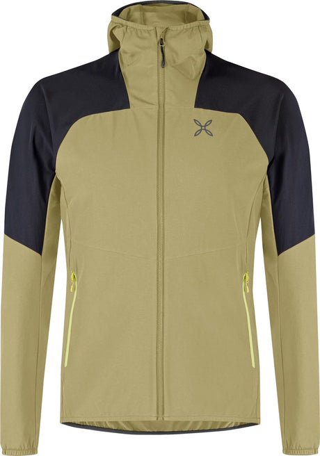 Montura - RISE HOODED JACKET — DESERT BEIGE/SUNNY LIME — Vista frontale 1