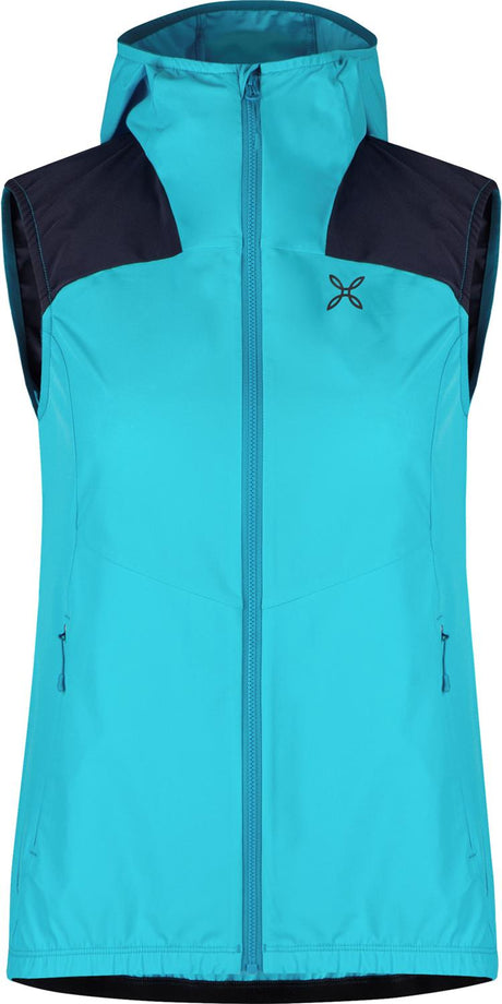 Montura - RISE HOODED VEST WOMAN — TURQUOISE/GRAPHITE BLUE — Vista frontale 1
