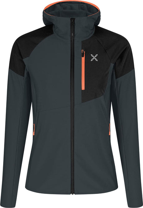 Montura - SPITZE HOODED MAGLIA WOMAN — ANTRACITE/MELON — Vista frontale 1