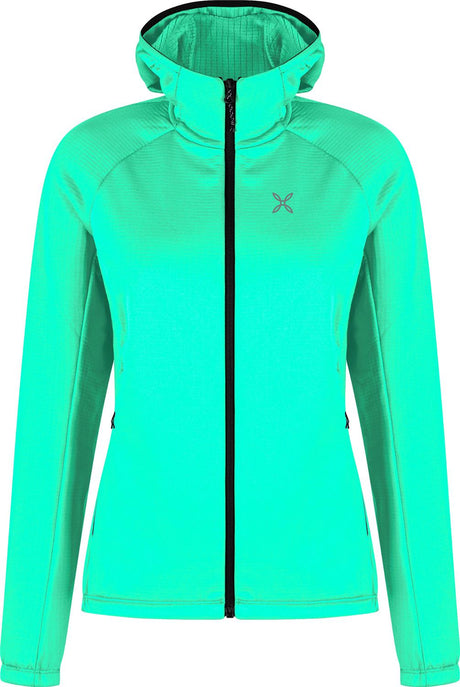 Montura - FADIS GRID HOODED MAGLIA WOMAN — BRIGHT TEAL — Vista frontale 1