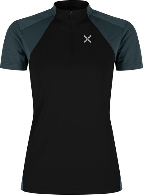 Montura - HADE ZIP T-SHIRT WOMAN — BLACK/PIOMBO — Vista frontale 1