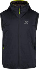 Montura - SPACE LIGHT HOODED VEST KIDS — BLACK/VERDE LIME — Vista frontale 1
