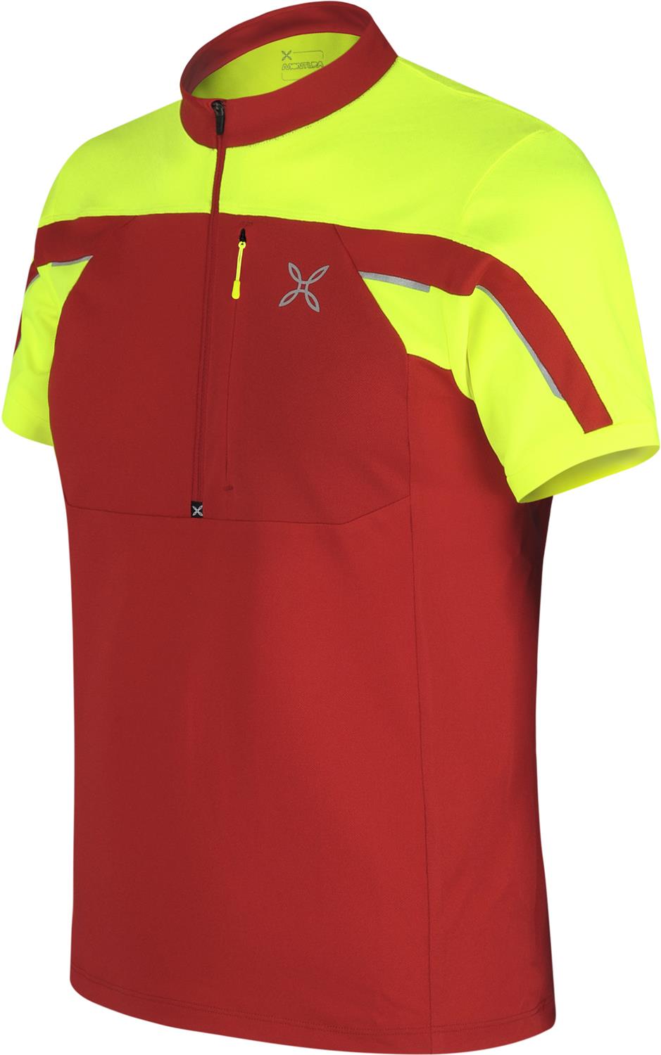 Montura - HIGH ZIP 2 T-SHIRT — ROSSO/GIALLO FLUO — Immagine 2
