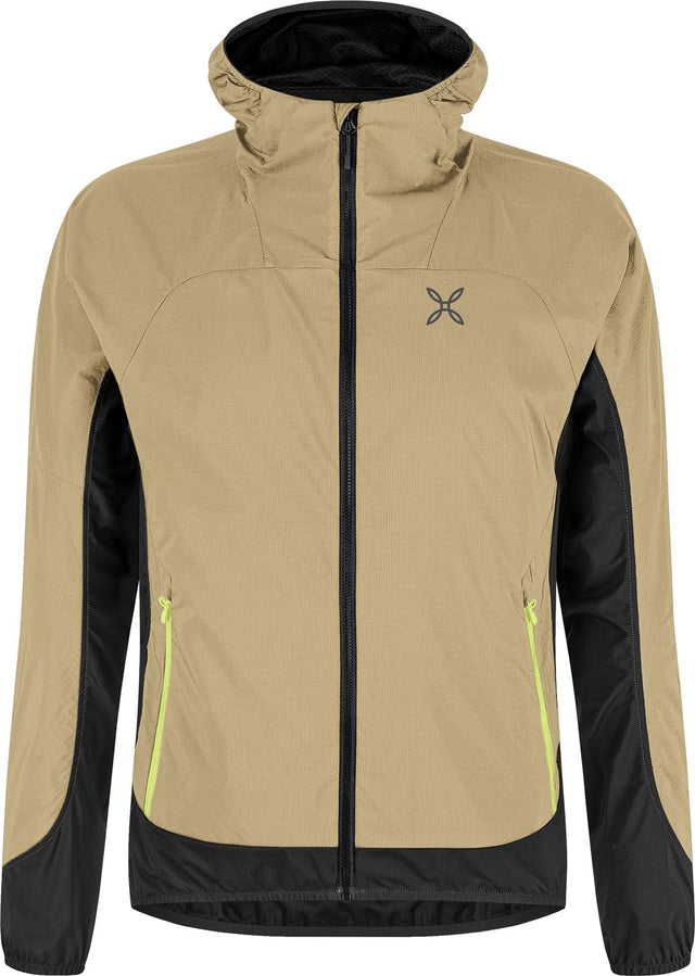 Montura - RISE OCTA HOODED JACKET — DESERT BEIGE/SUNNY LIME — Vista frontale 1
